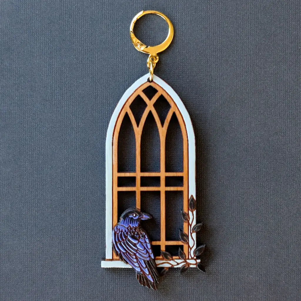 Gothic Cathedral Raven Earrings Dangle and Drop Earrings