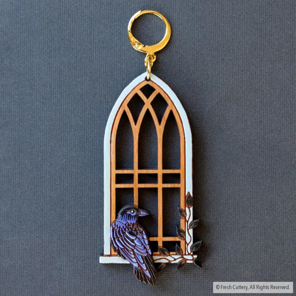 Gothic Cathedral Raven Earrings Dangle and Drop Earrings