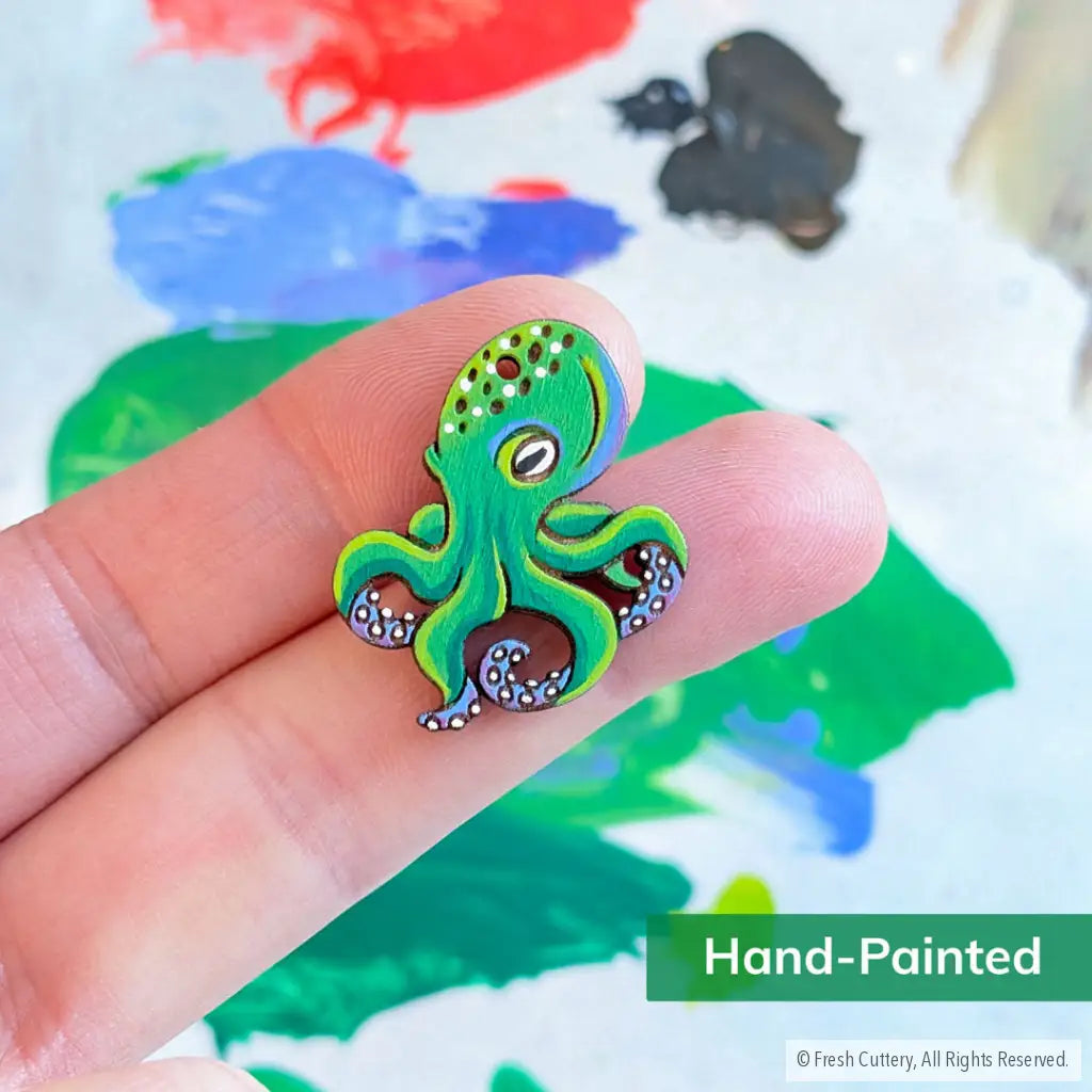 Green Octopus Earrings - Dangle and Drop Earrings