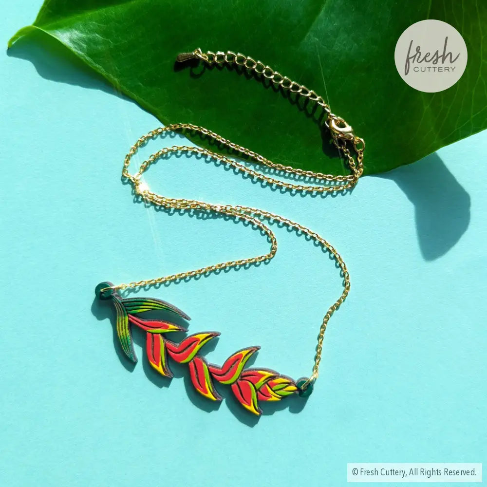 Heliconia Rostrata Necklace Gold Chain Necklaces