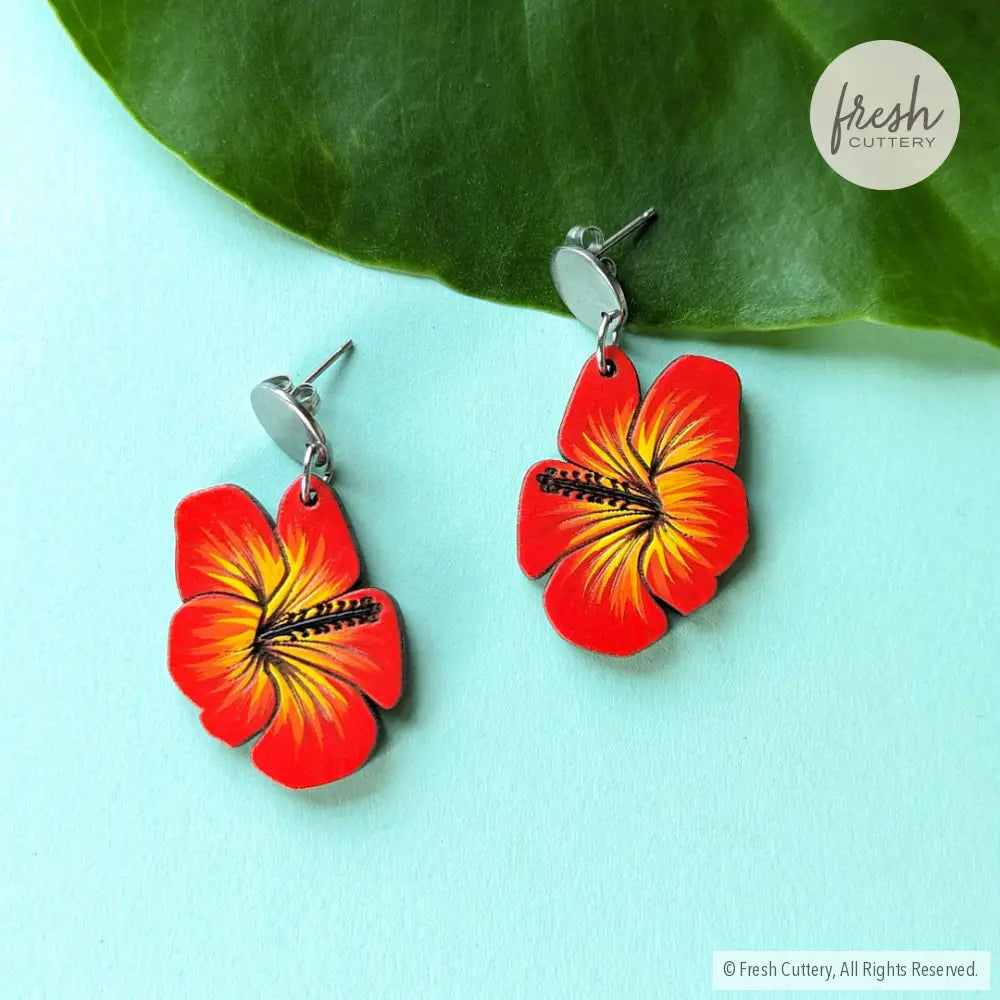 Hibiscus Earrings Dangle And Drop