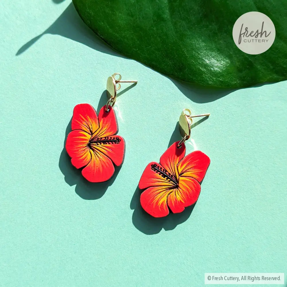 Hibiscus Earrings Dangle And Drop