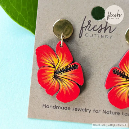 Hibiscus Earrings Dangle And Drop