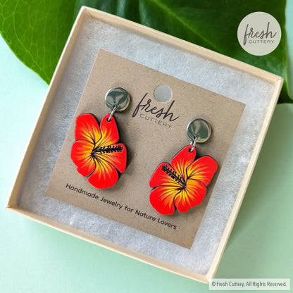 Hibiscus Earrings Dangle And Drop