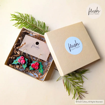Holly Berry Earrings Dangle and Drop Earrings