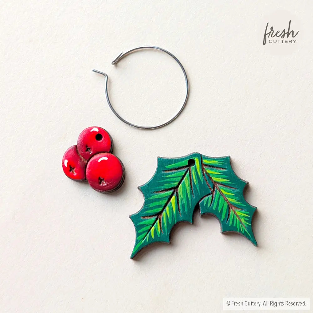 Holly Berry Earrings Dangle and Drop Earrings