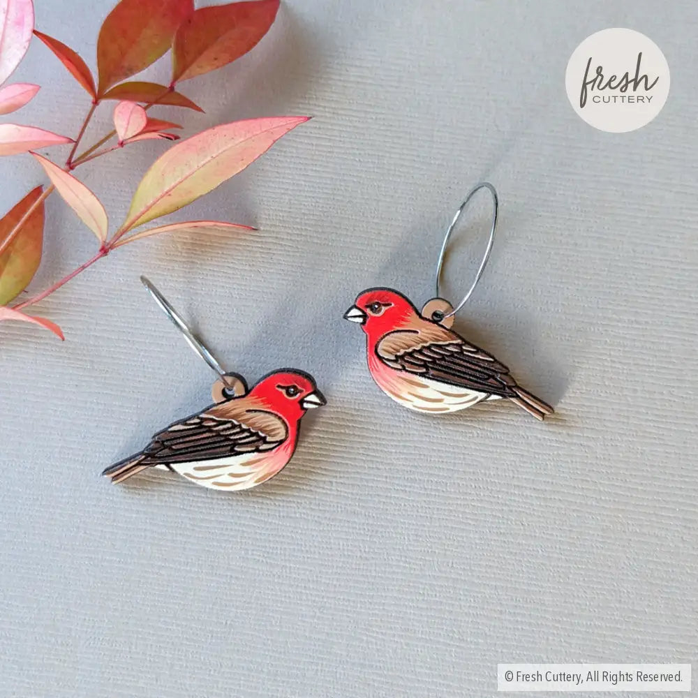 House Finch Mini Hoops Dangle And Drop Earrings