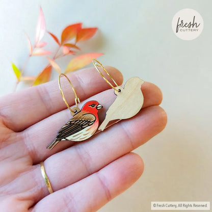 House Finch Mini Hoops Dangle And Drop Earrings