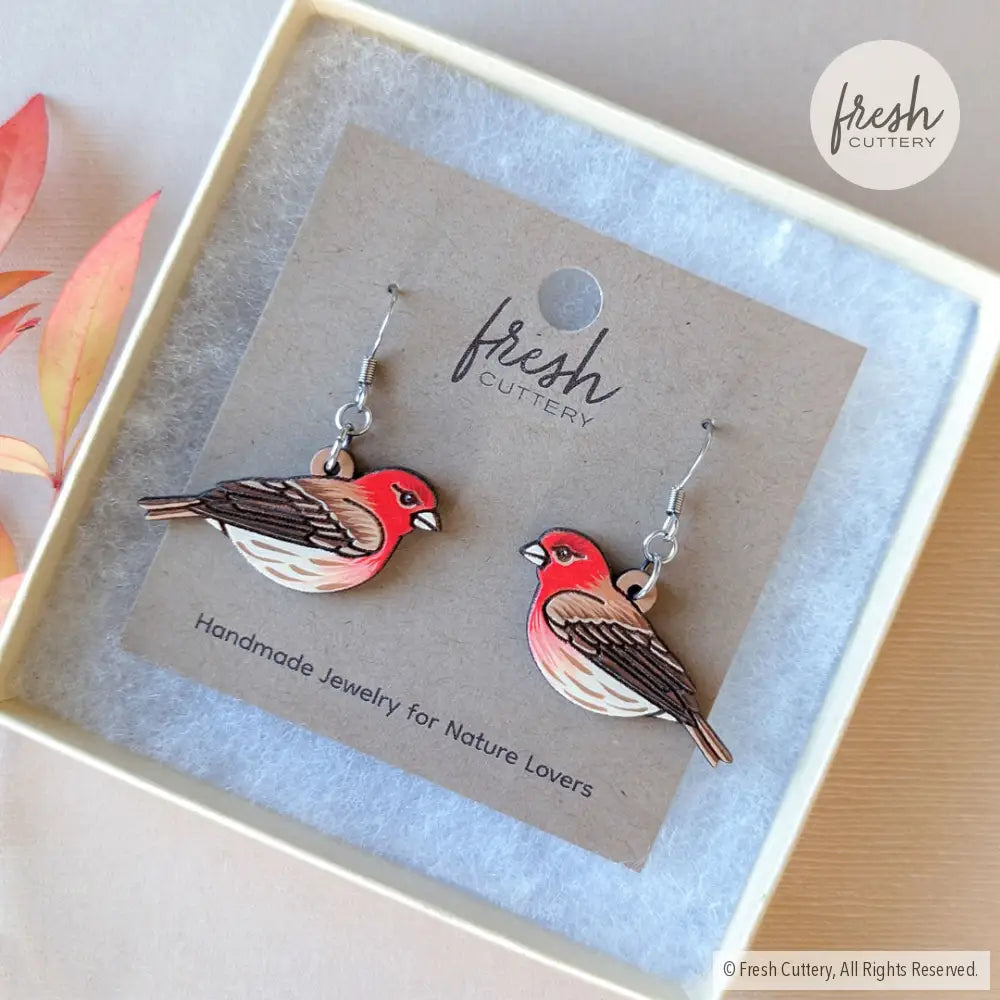 House Finch Mini Hoops Dangle And Drop Earrings