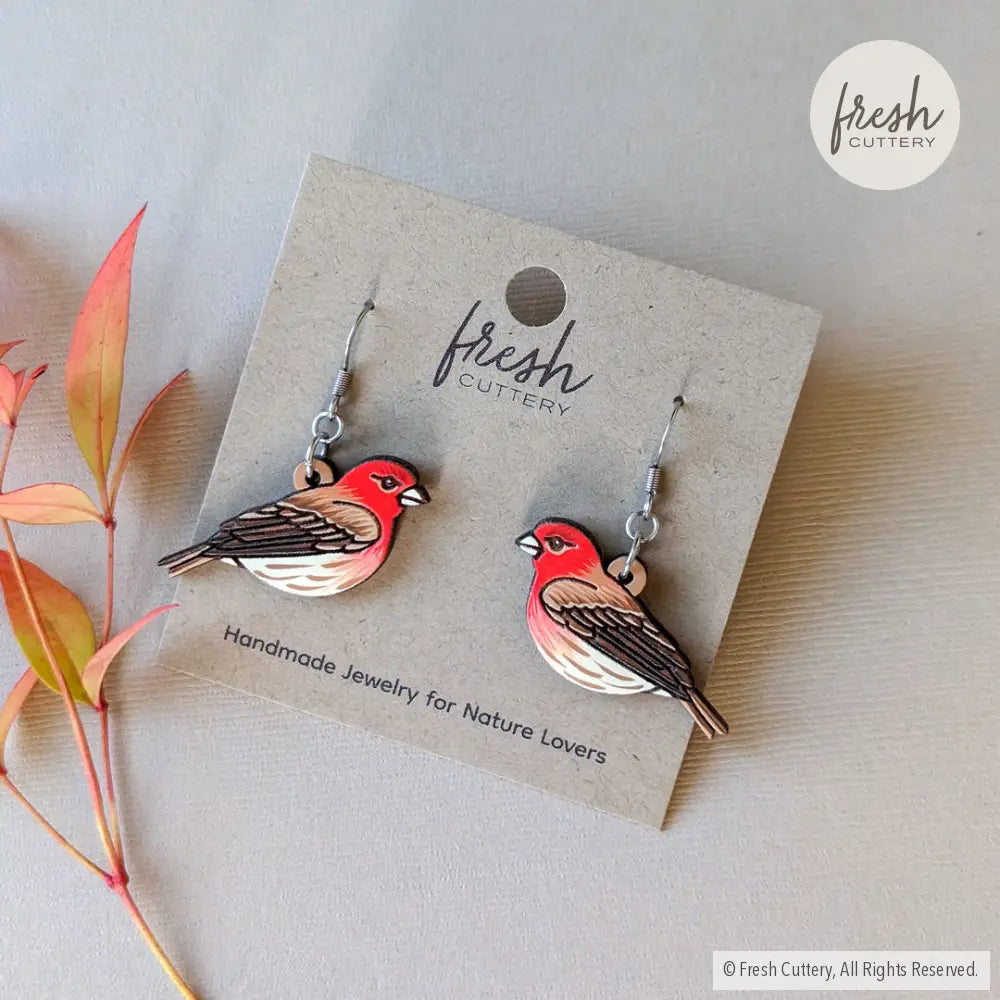 House Finch Mini Hoops Dangle And Drop Earrings