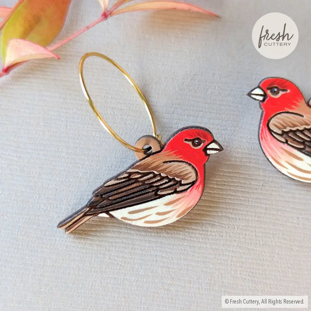 House Finch Mini Hoops Dangle And Drop Earrings