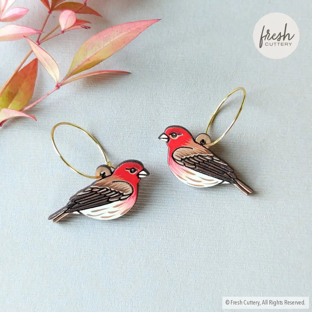 House Finch Mini Hoops Gold Dangle And Drop Earrings