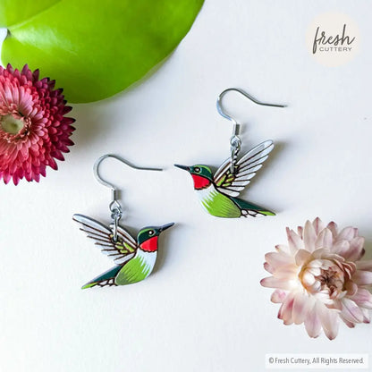 Hummingbird Earrings Silver Ear Wires Dangle And Drop