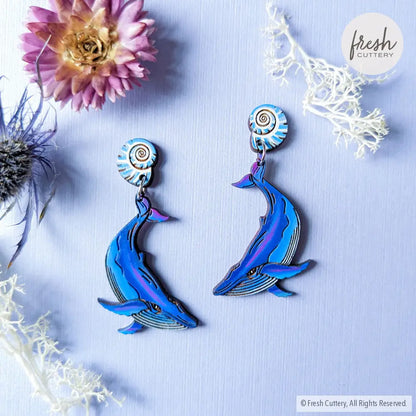 Humpback Whale Earrings Silver Studs Dangle And Drop