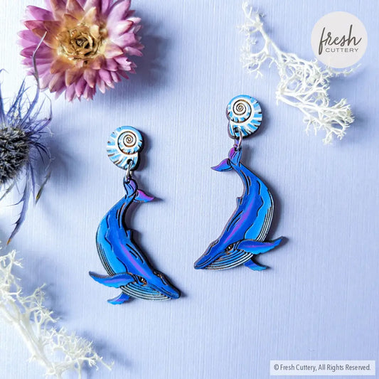 Humpback Whale Earrings Silver Studs Dangle And Drop