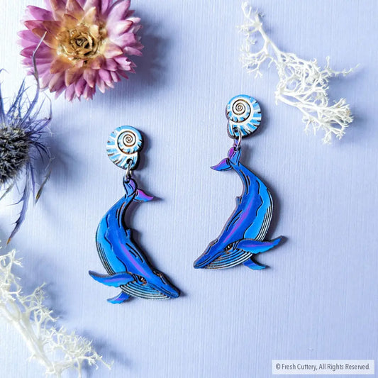 Humpback Whale Earrings Silver Studs Dangle And Drop