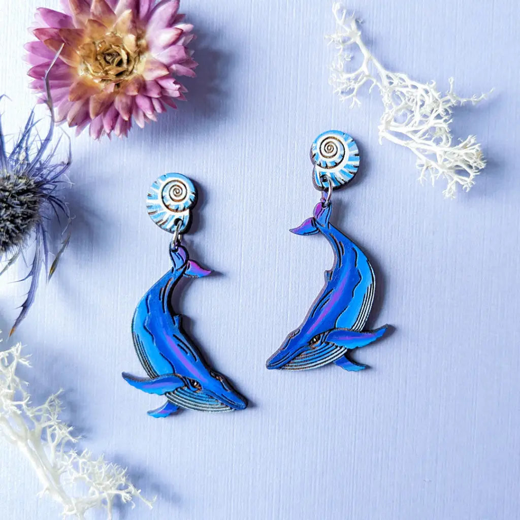Humpback Whale Earrings Silver Studs Dangle And Drop