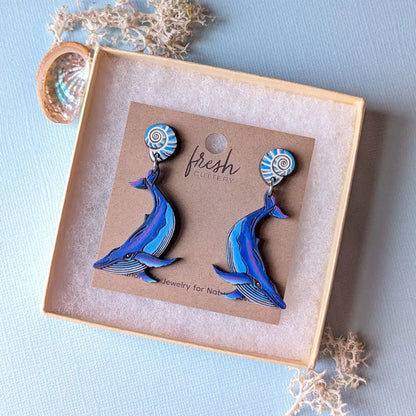 Humpback Whale Earrings Dangle and Drop Earrings