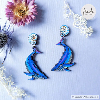 Humpback Whale Earrings Silver Studs Dangle And Drop