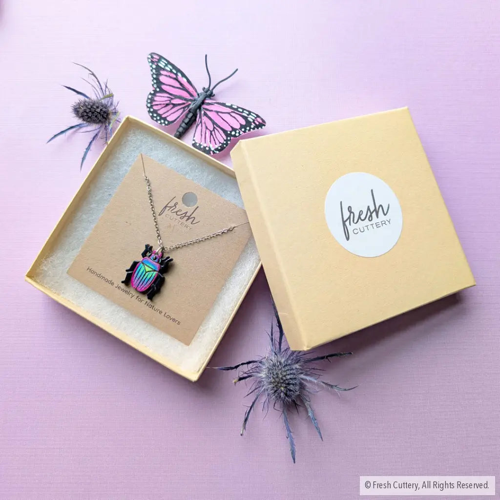 Iridescent Beetle Necklace Necklaces