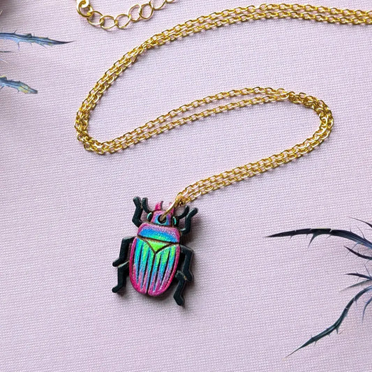 Iridescent Beetle Necklace Necklaces