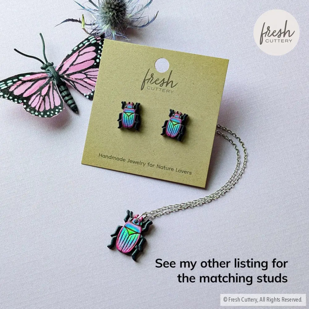Iridescent Beetle Necklace Necklaces