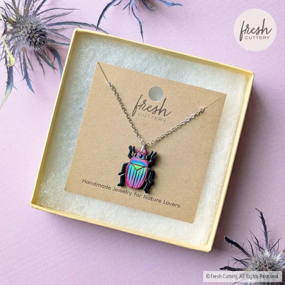 Iridescent Beetle Necklace Necklaces