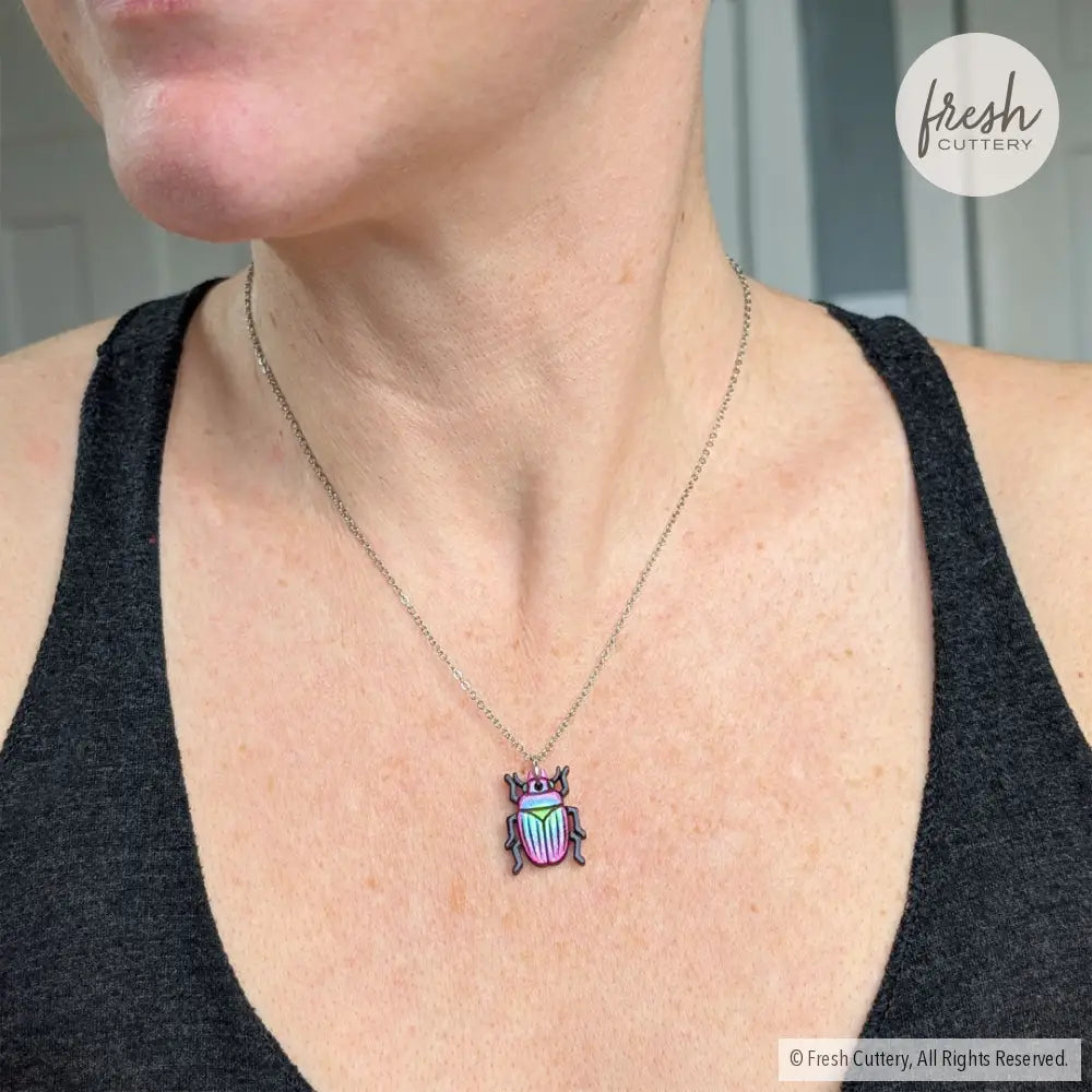 Iridescent Beetle Necklace Necklaces