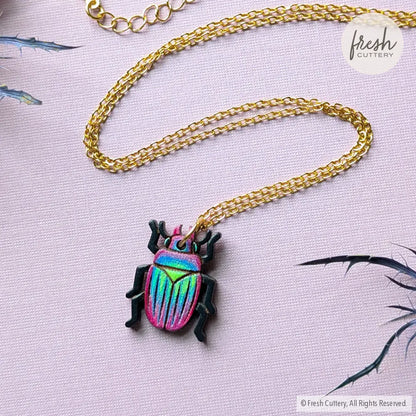 Iridescent Beetle Necklace Necklaces