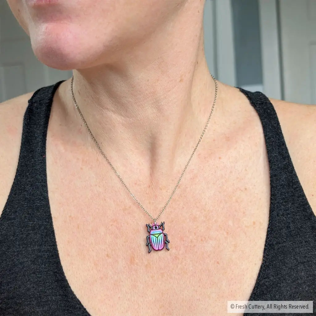 Iridescent Beetle Necklace Necklaces