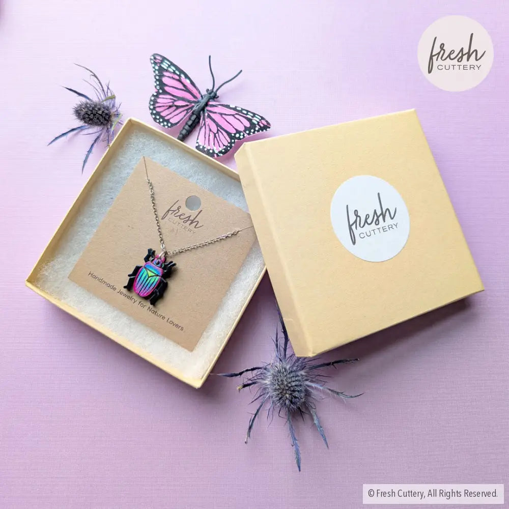 Iridescent Beetle Necklace Necklaces
