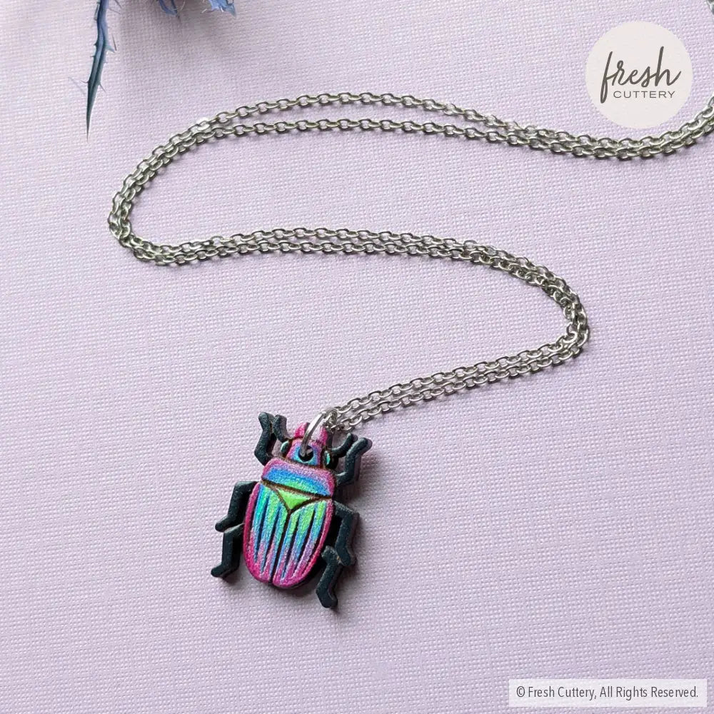 Iridescent Beetle Necklace Necklaces