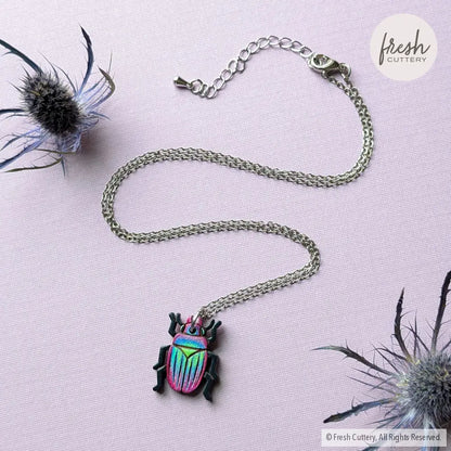 Iridescent Beetle Necklace Silver Necklaces
