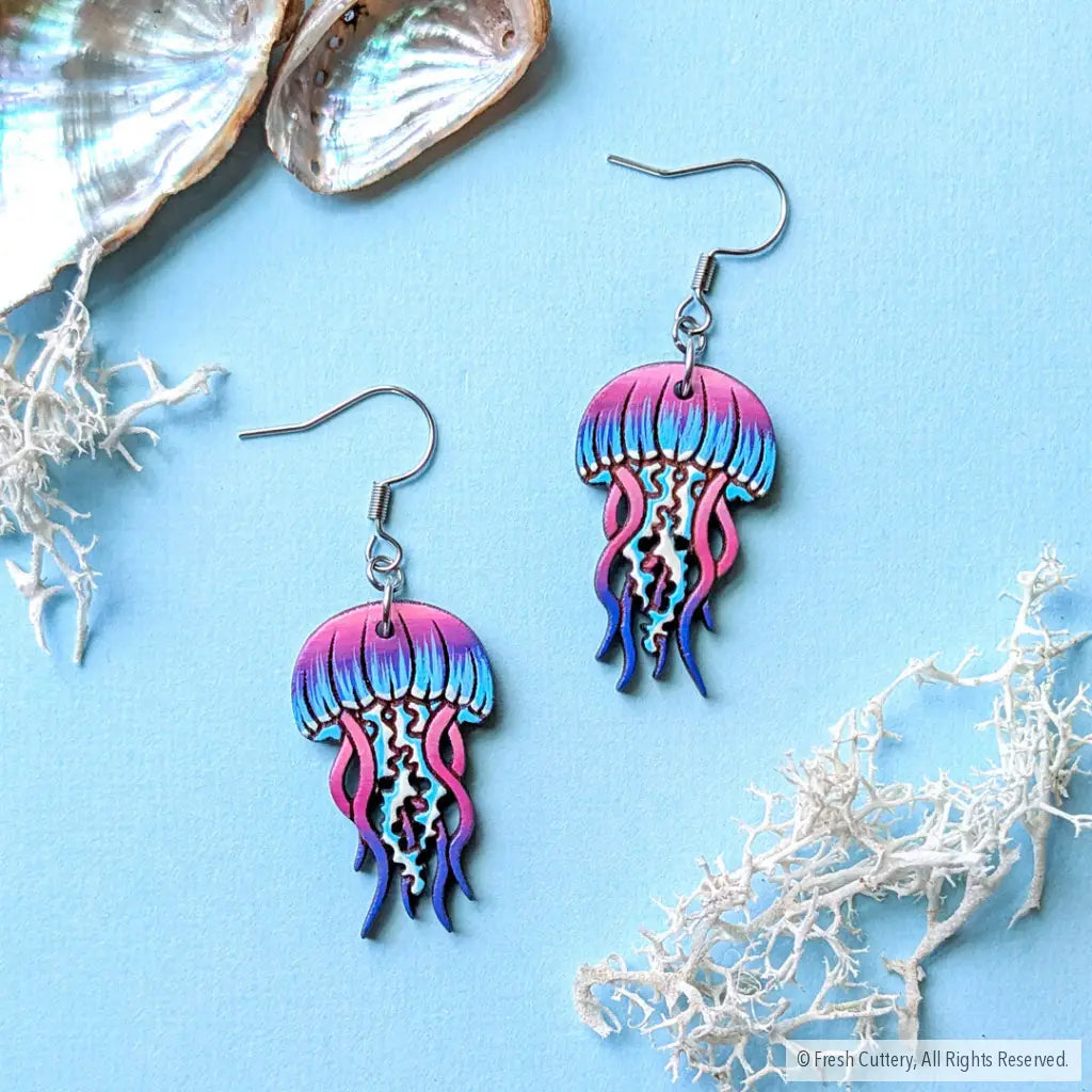Jellyfish Earrings - Silver Ear Wires - Dangle and Drop Earrings