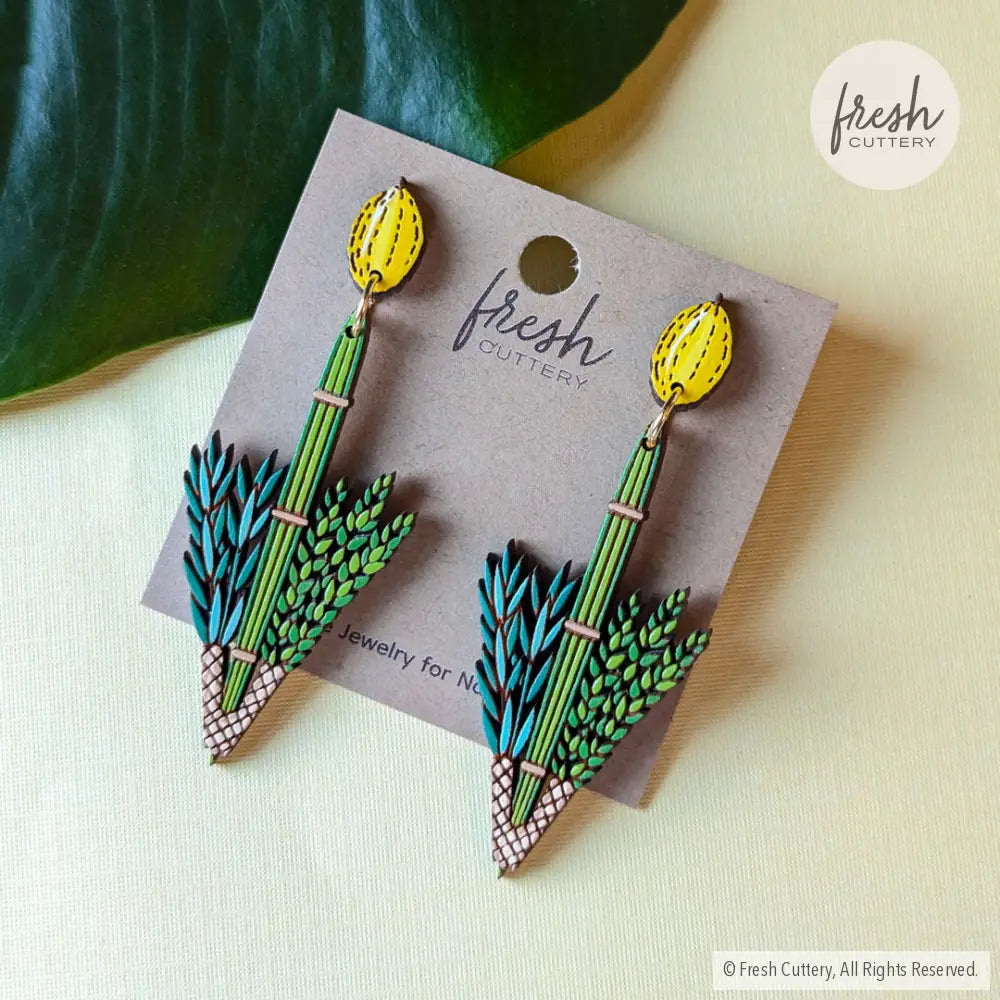 Jewish Lulav And Etrog Earrings Dangle Drop