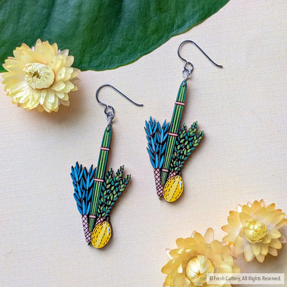 Jewish Lulav and Etrog Earrings - Dangle and Drop Earrings