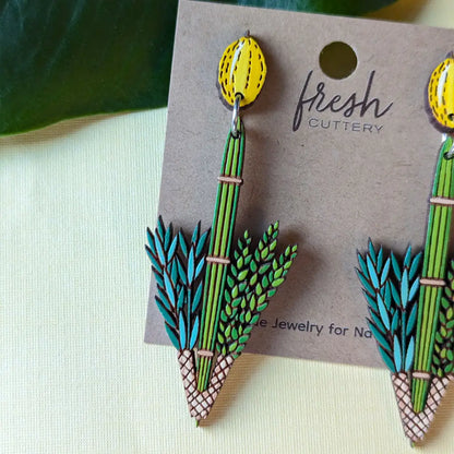 Jewish Lulav And Etrog Earrings Dangle Drop