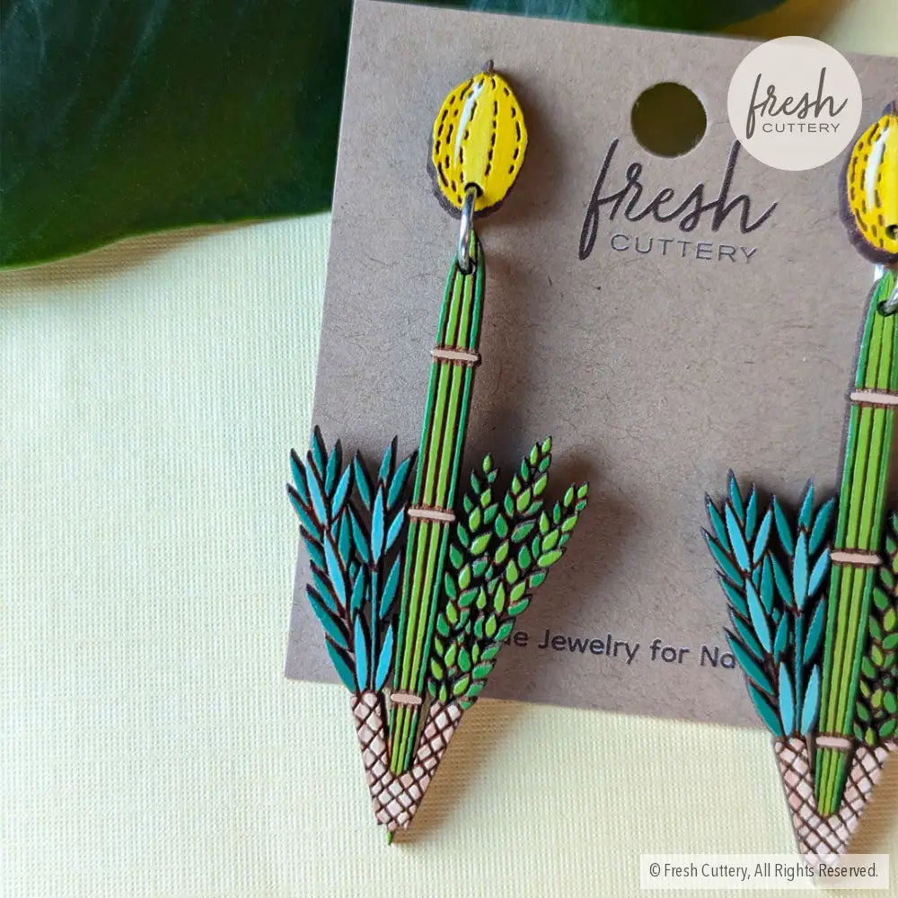 Jewish Lulav And Etrog Earrings Dangle Drop