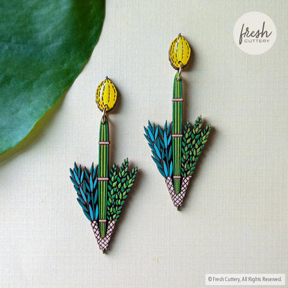 Jewish Lulav And Etrog Earrings Gold Studs Dangle Drop