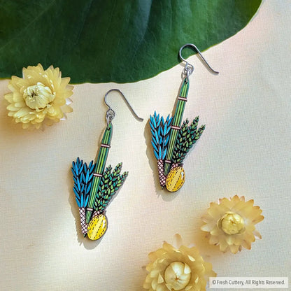 Jewish Lulav and Etrog Earrings - Titanium Ear Wires - Dangle and Drop Earrings