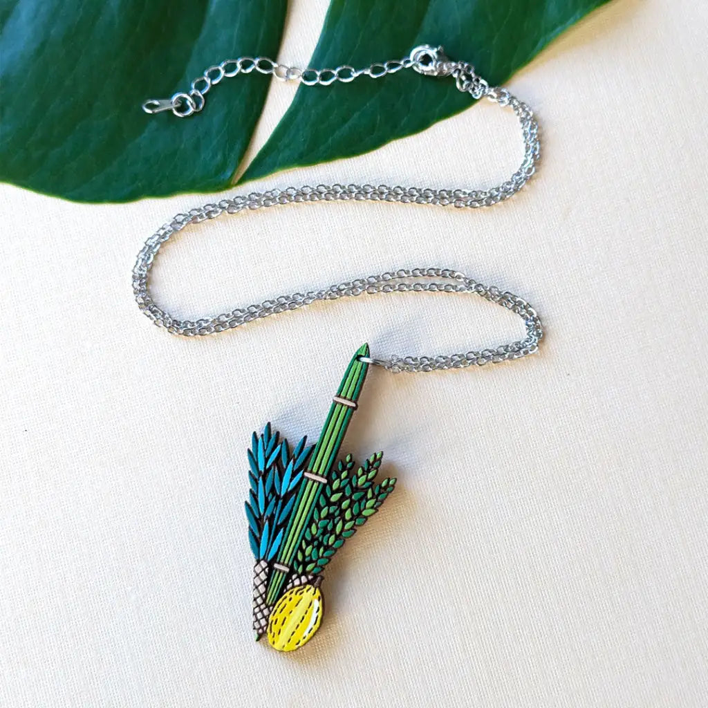 Jewish Lulav And Etrog Necklace Silver Chain Necklaces