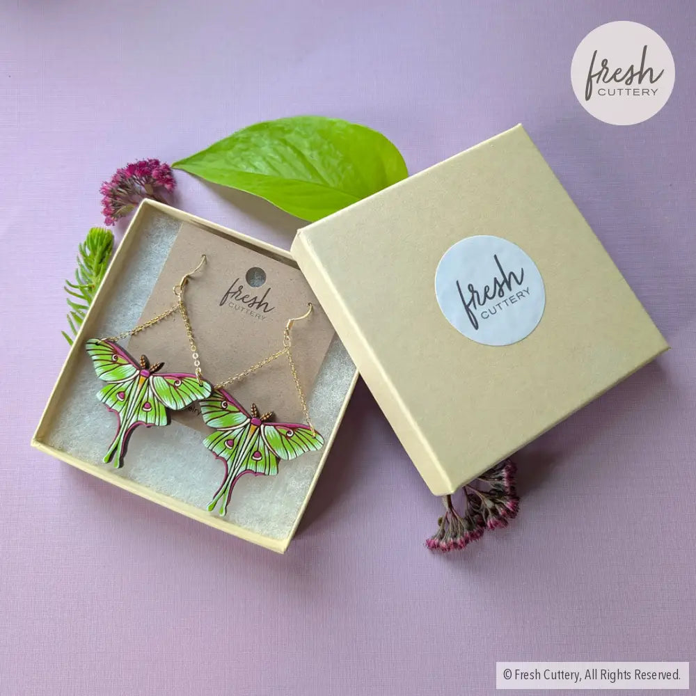 Luna Moth Earrings Dangle and Drop Earrings