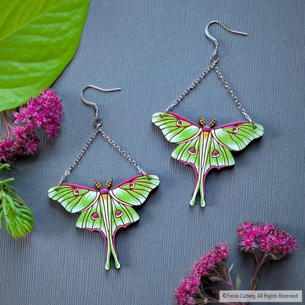 Luna Moth Earrings Dangle and Drop Earrings