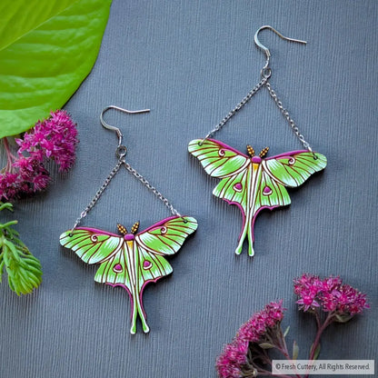 Luna Moth Earrings Dangle and Drop Earrings