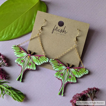 Luna Moth Earrings Dangle and Drop Earrings