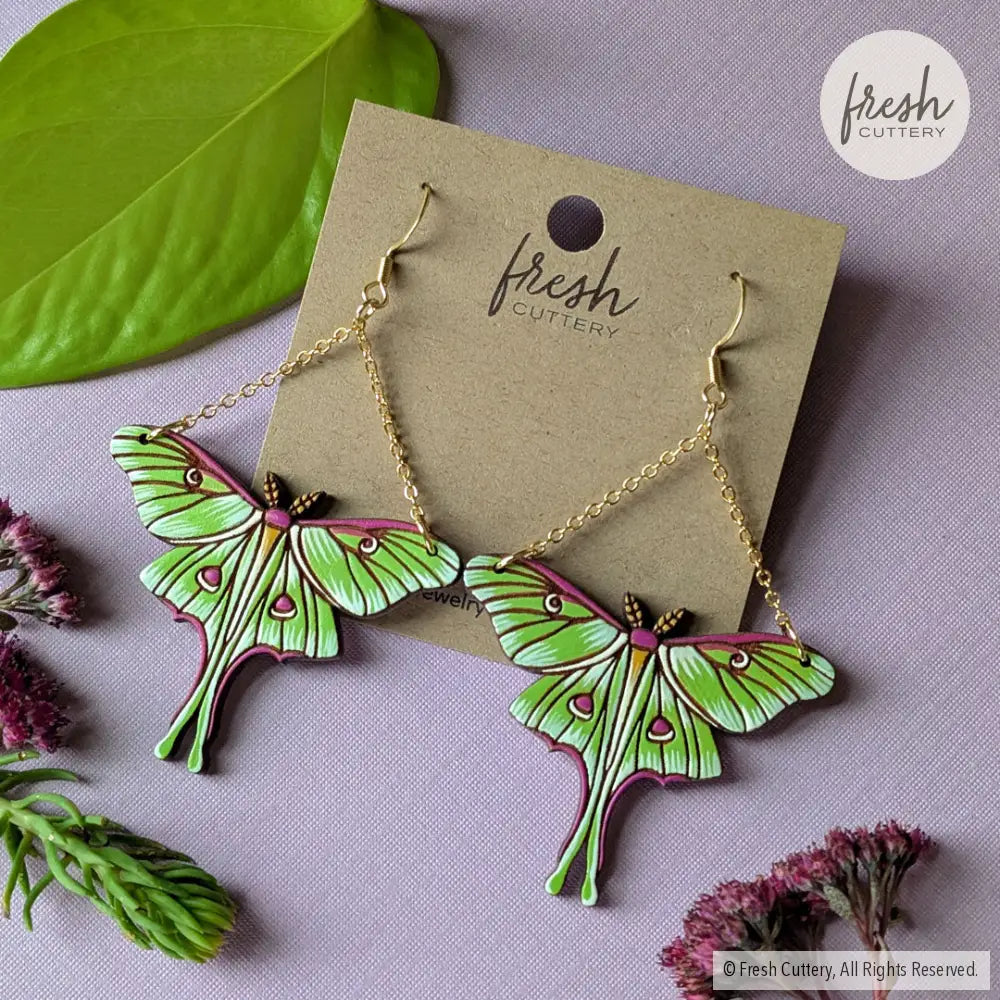 Luna Moth Earrings Dangle and Drop Earrings
