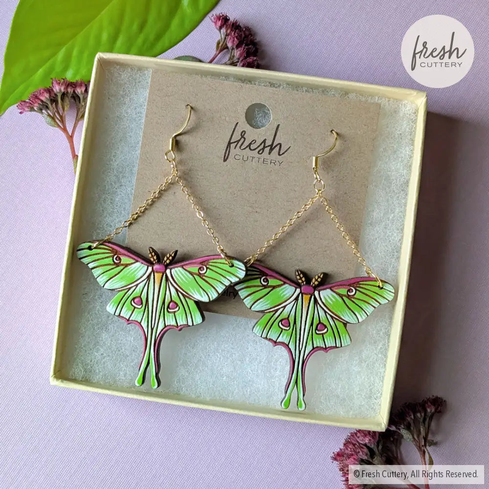 Luna Moth Earrings Dangle and Drop Earrings