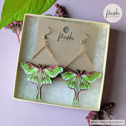 Luna Moth Earrings Dangle and Drop Earrings