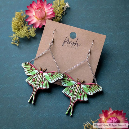 Luna Moth Earrings - Dangle and Drop Earrings