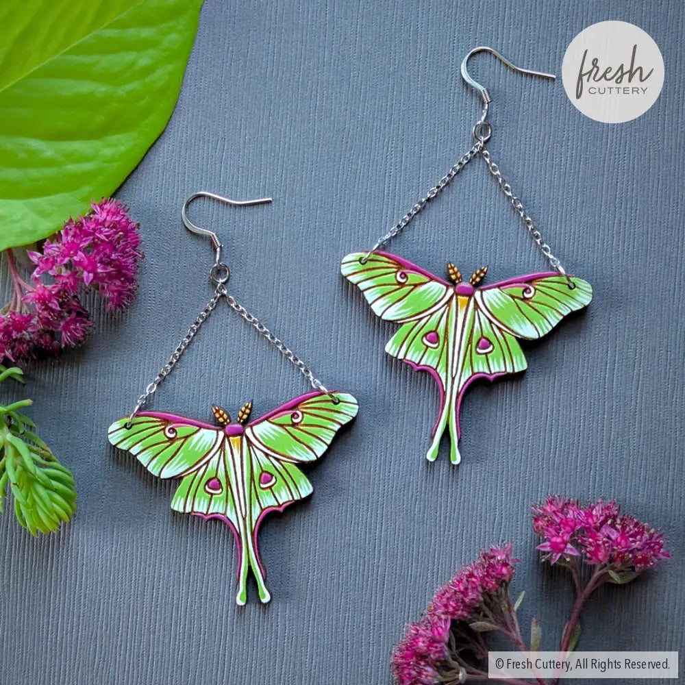 Luna Moth Earrings Dangle and Drop Earrings